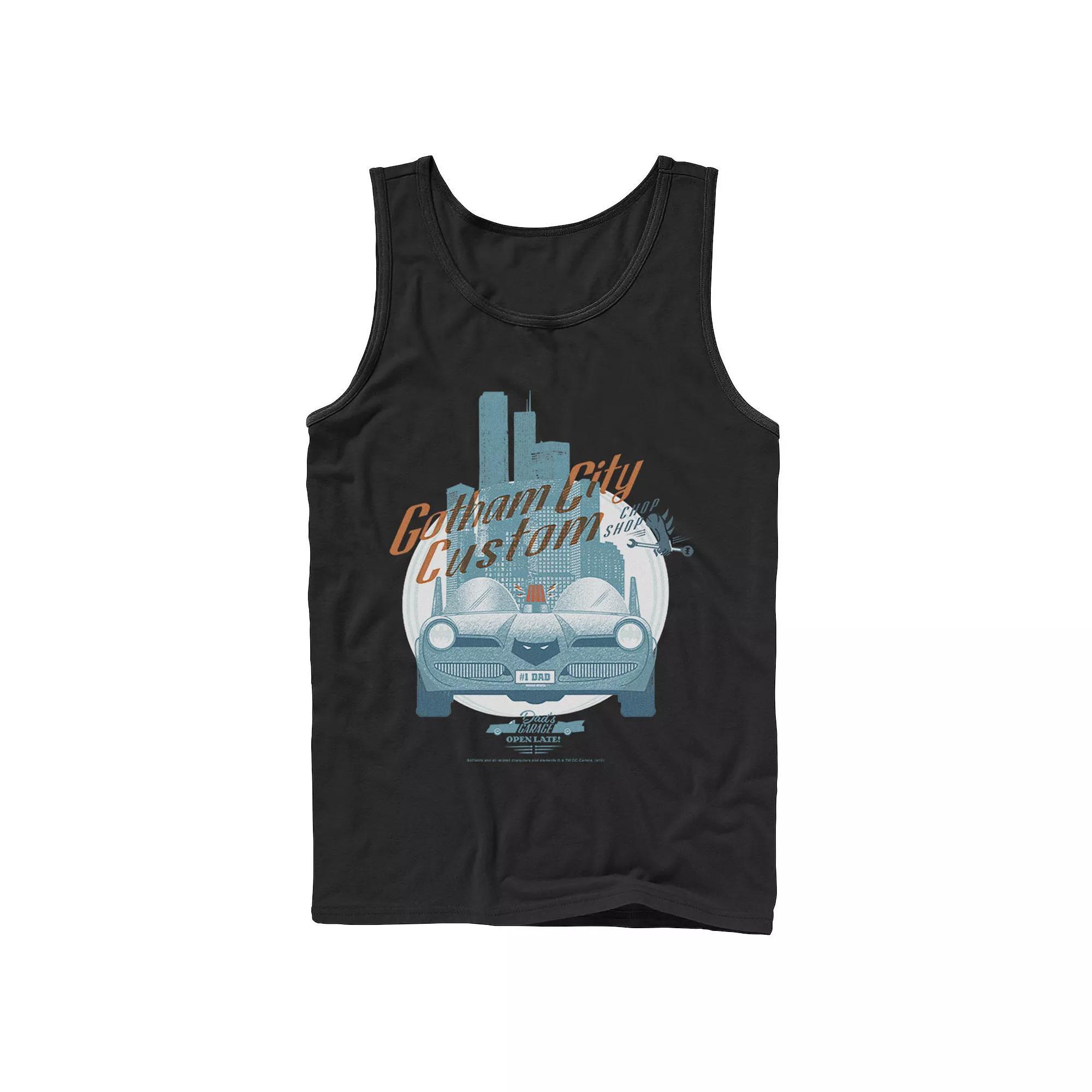 Men's DC Comics Gotham City Customs Shop Poster Tank Top, Size: Large, Athletic Grey Product Image