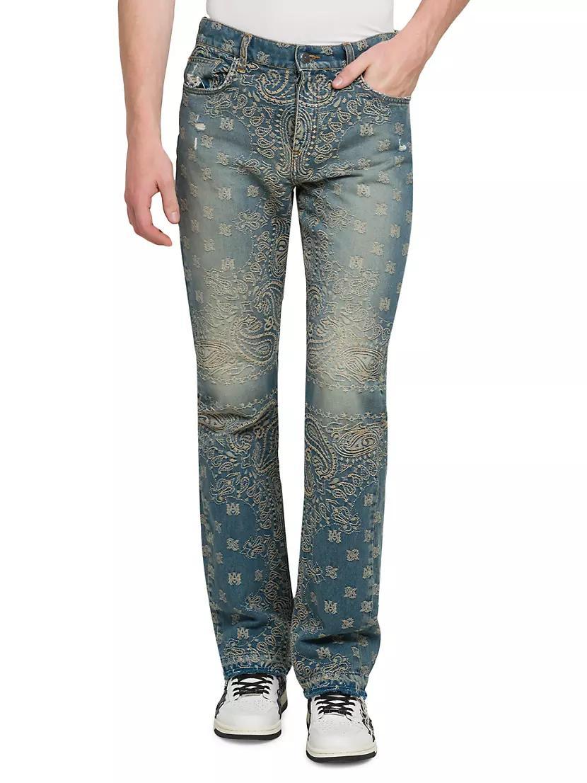 Bandana Jacquard Straight-Leg Jeans Product Image