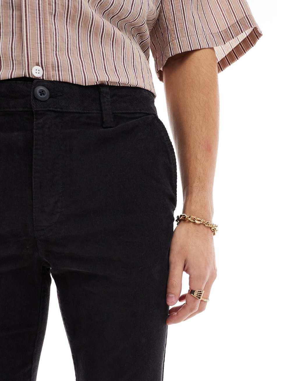 ASOS DESIGN flared corduroy pants in black Product Image