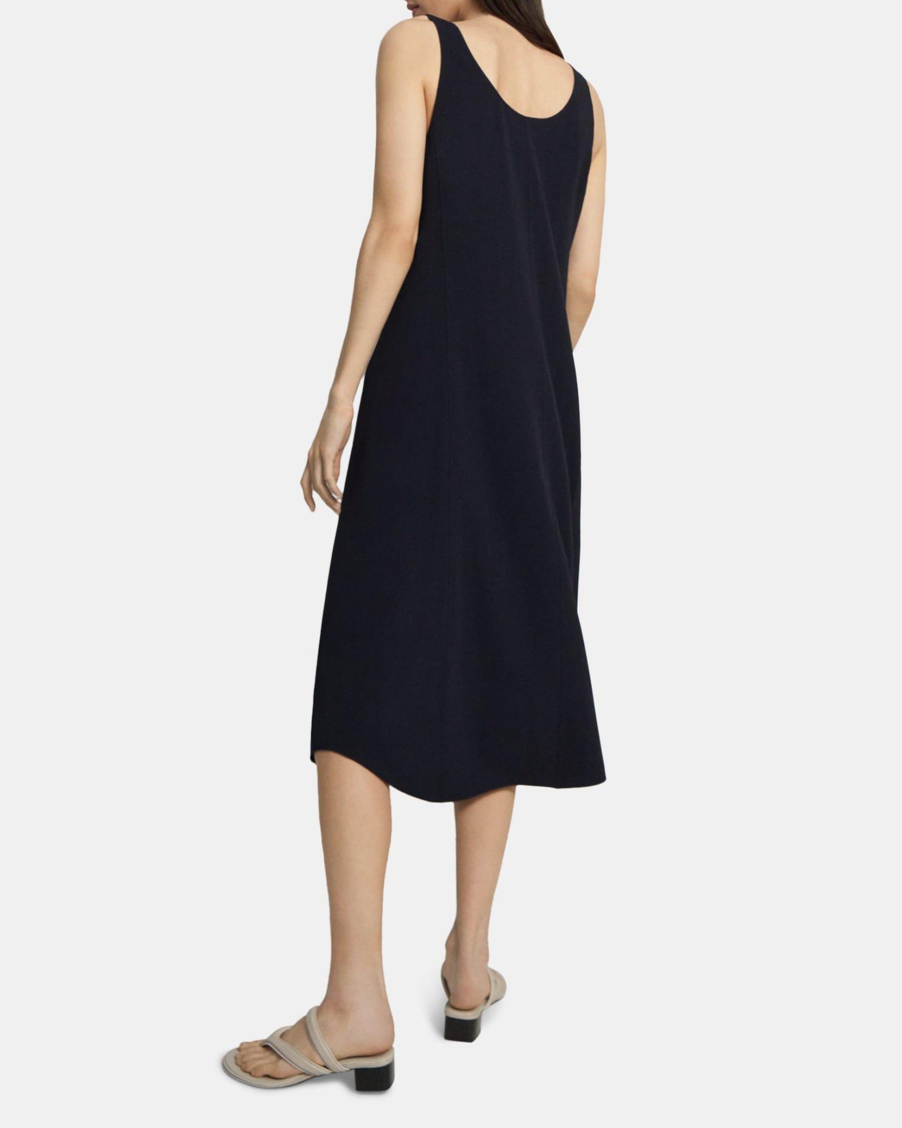 Midi Tank Dress in Striped Crepe Product Image