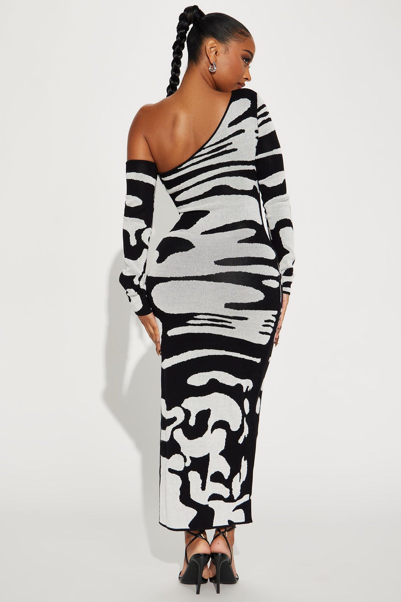Lara Sweater Maxi Dress - Black/White Female Product Image