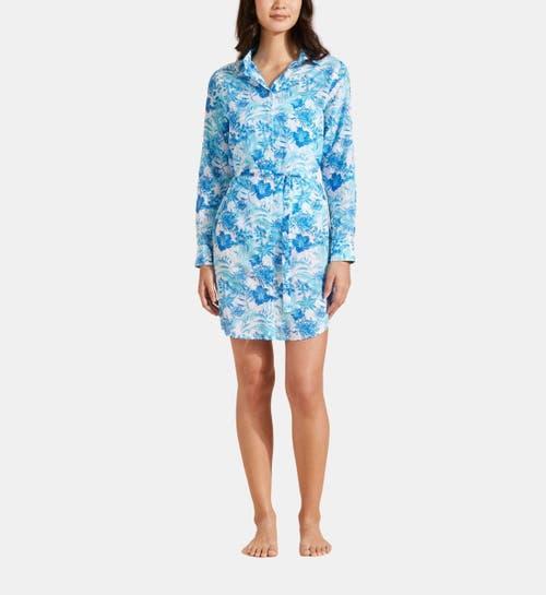 Womens Tahiti Flowers Tie-Waist Shirtdress Product Image