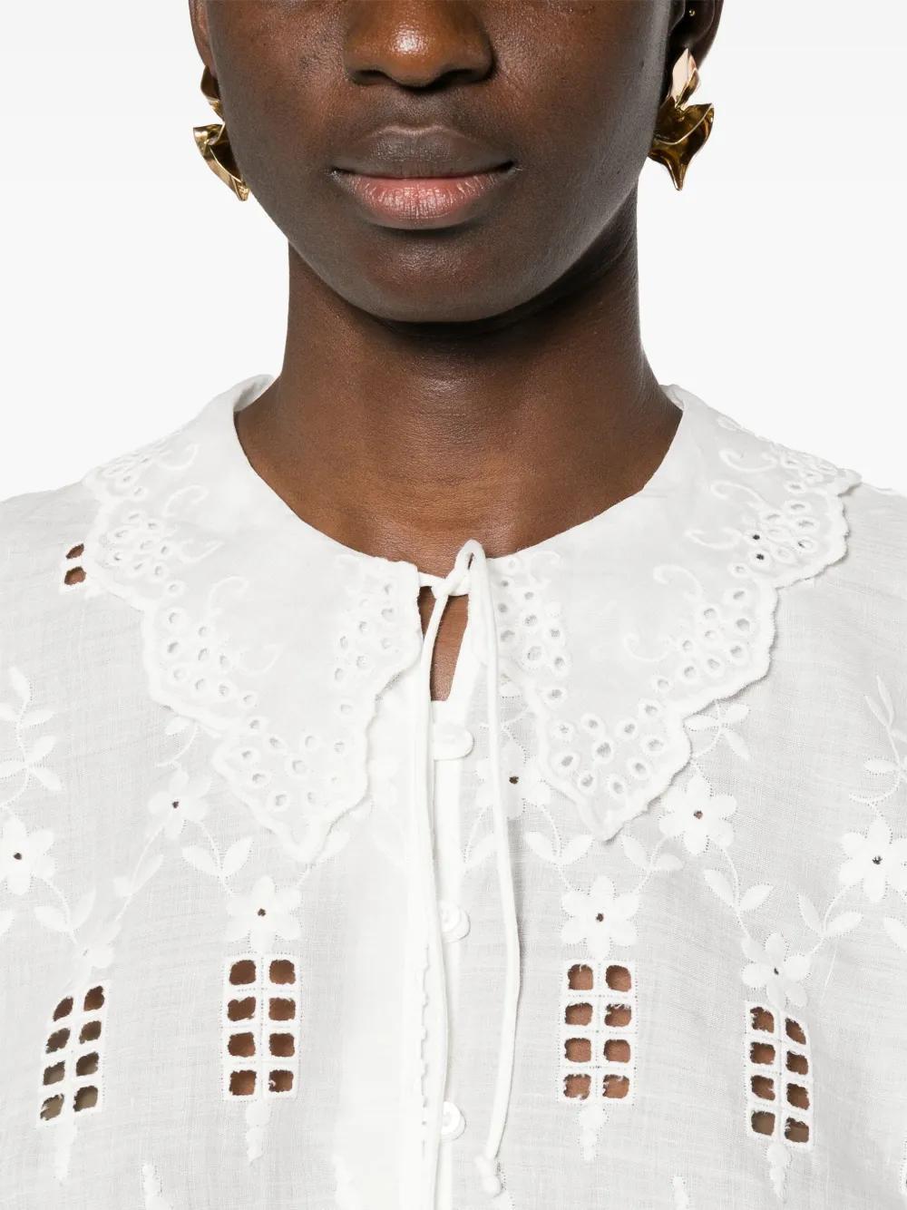 broderie-anglaise short-sleeve shirt Product Image