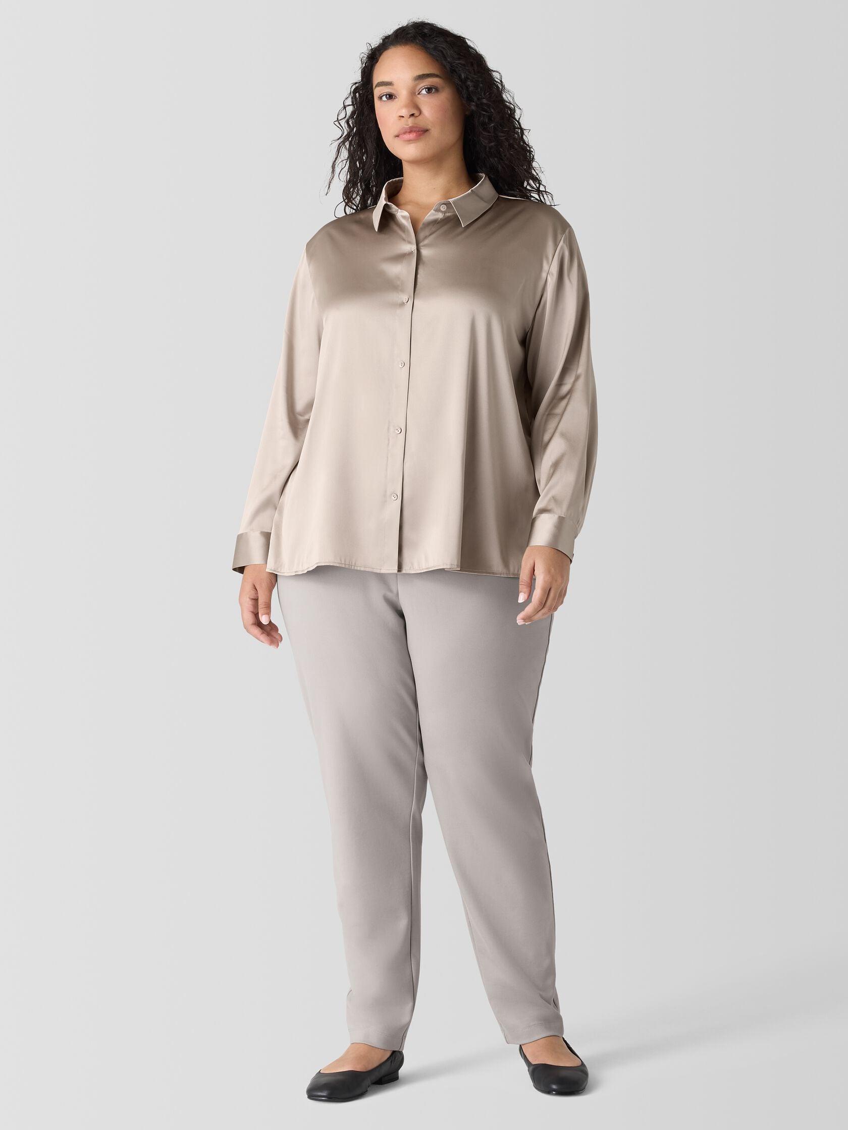 Eileen Fisher Buttery Soft Stretch Silk Shirt Product Image