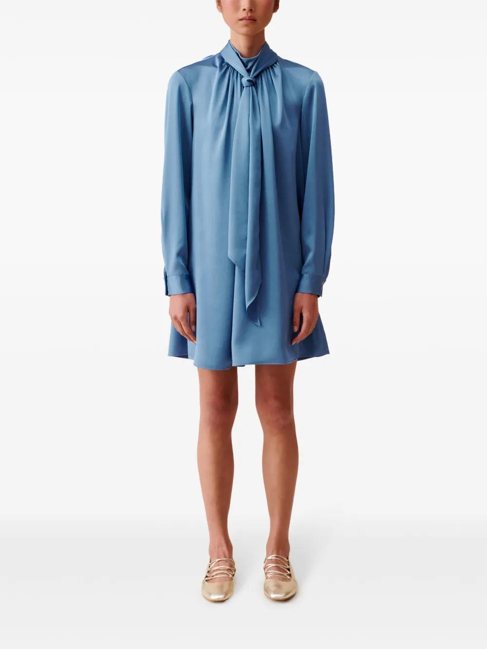 pussy-bow collar mini dress Product Image