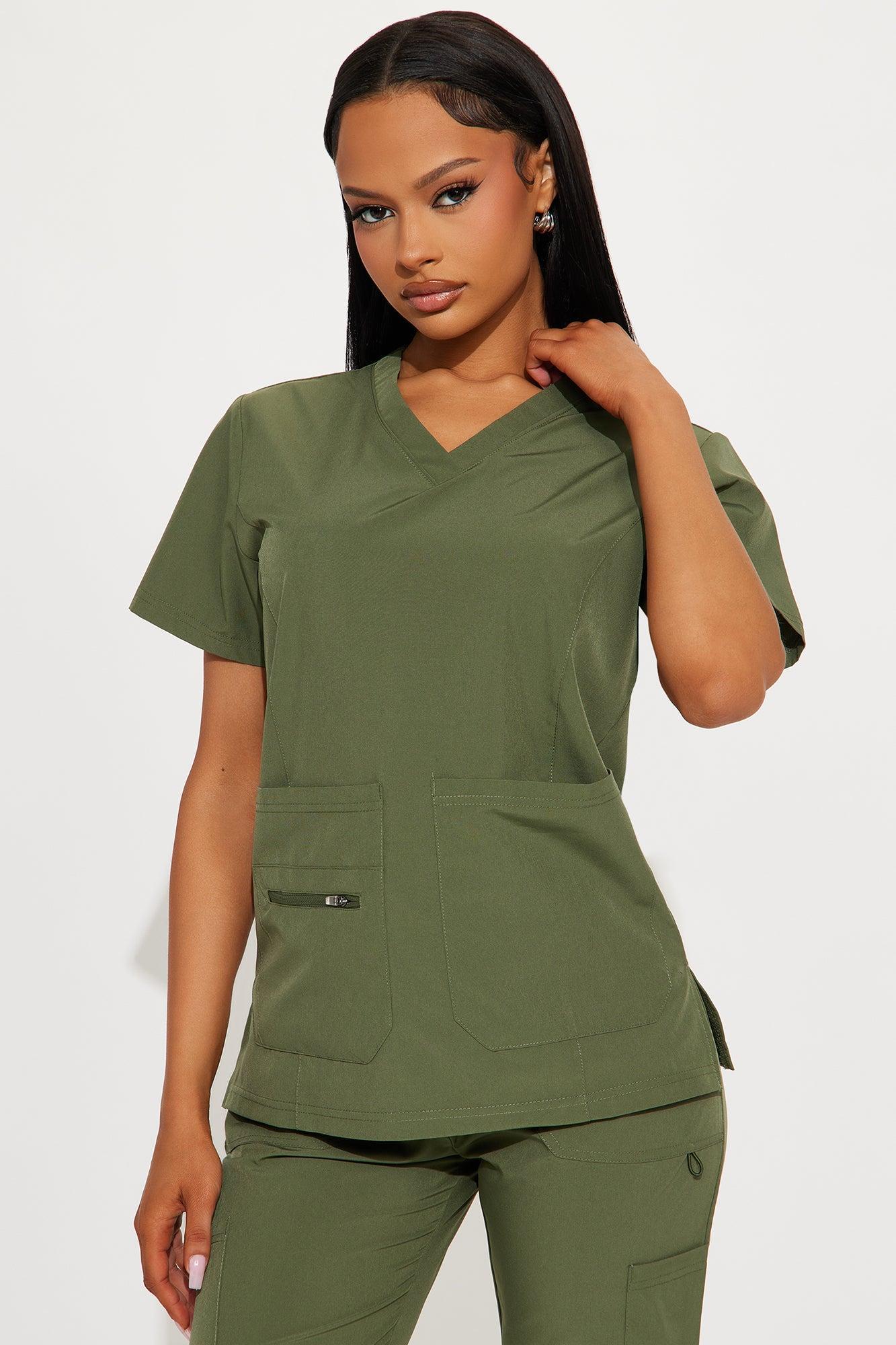Essential 4 Way Stretch Scrub Uniform Jogger Set - Olive Product Image