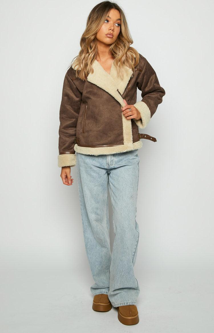 Aviator Brown Sherpa Jacket Product Image