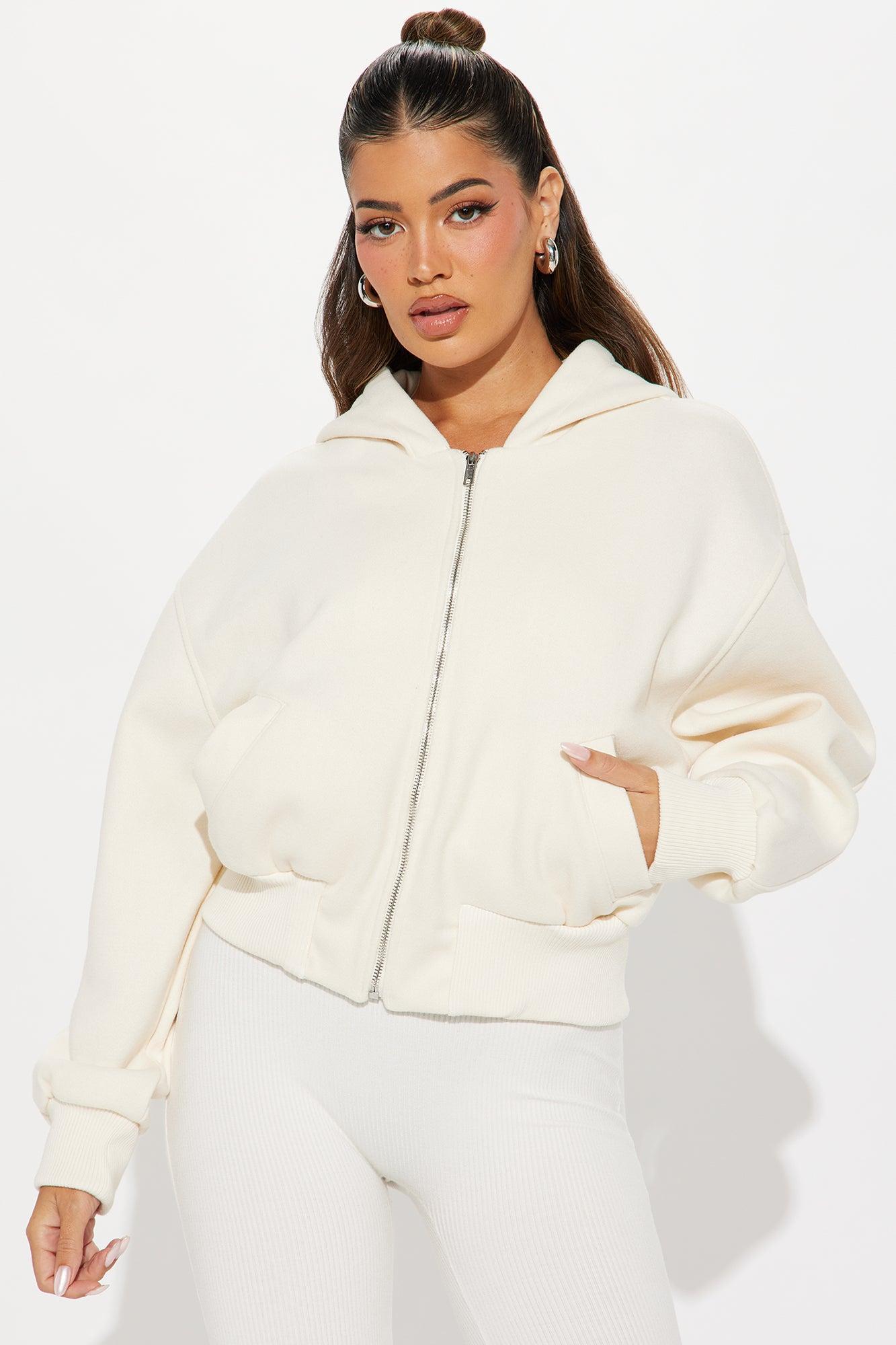 Everyday Casual Faux Wool Jacket - Cream Product Image