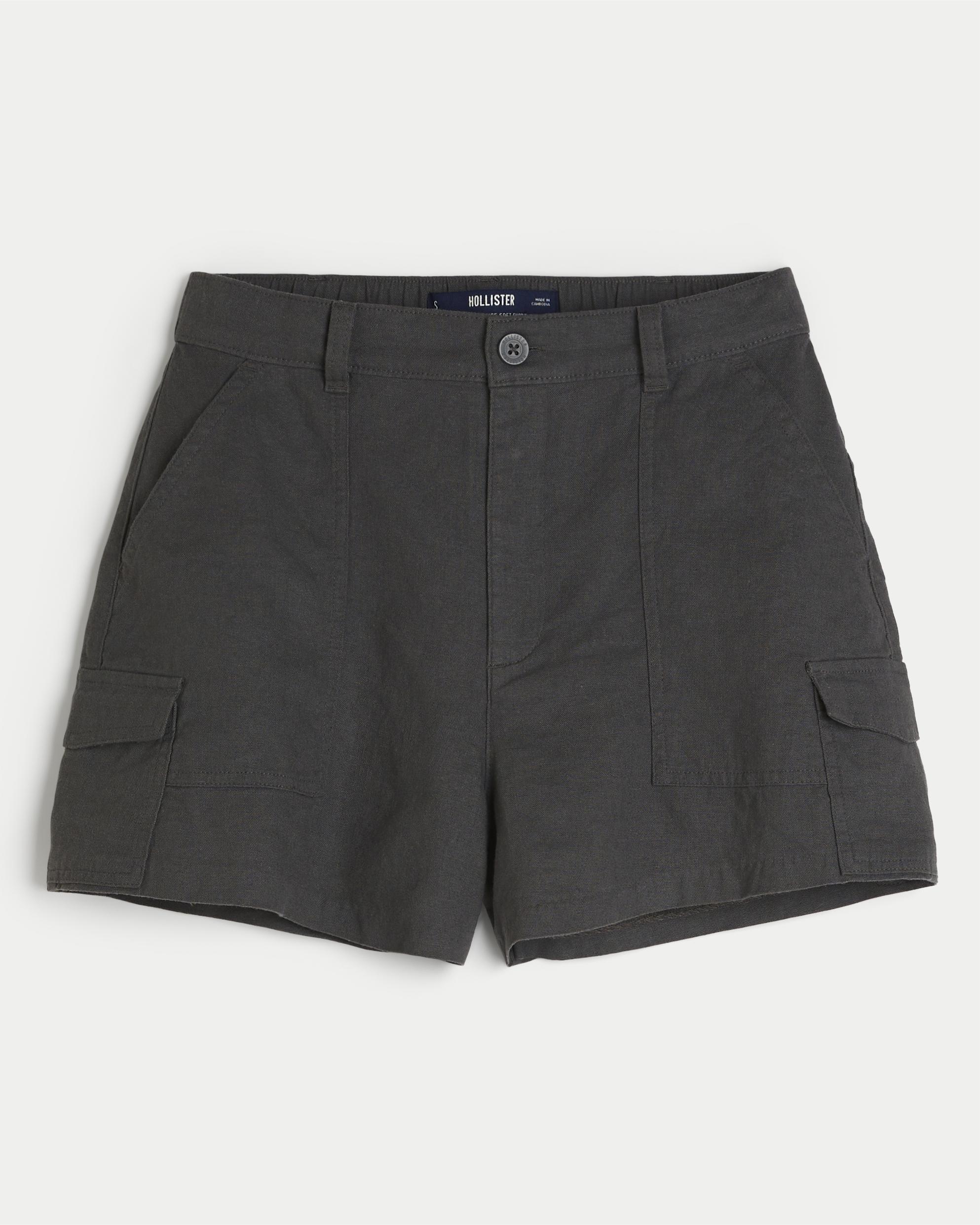 Ultra High-Rise Linen-Blend Soft Cargo Shorts Product Image