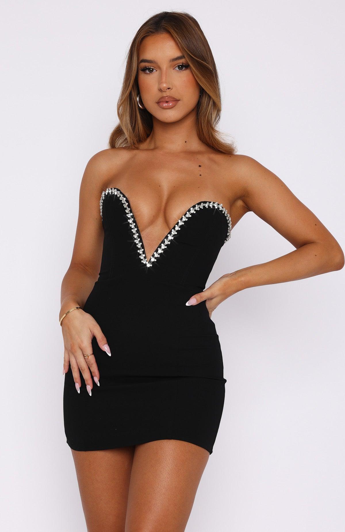 Champagne Showers Strapless Mini Dress Black Product Image