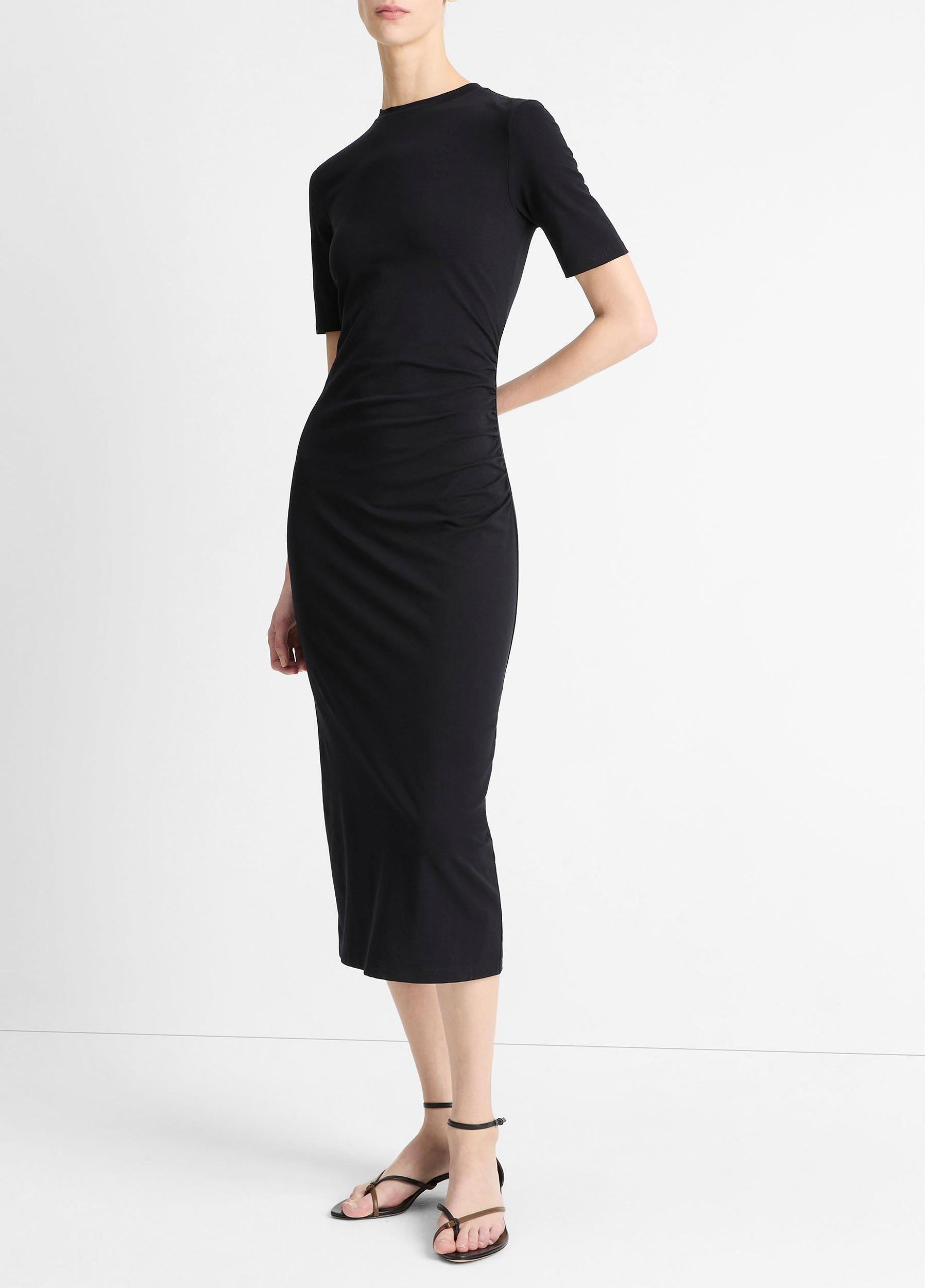 Womens Pima Cotton-Blend Side-drape Dress, Coastal Blue, Size S Vince Product Image