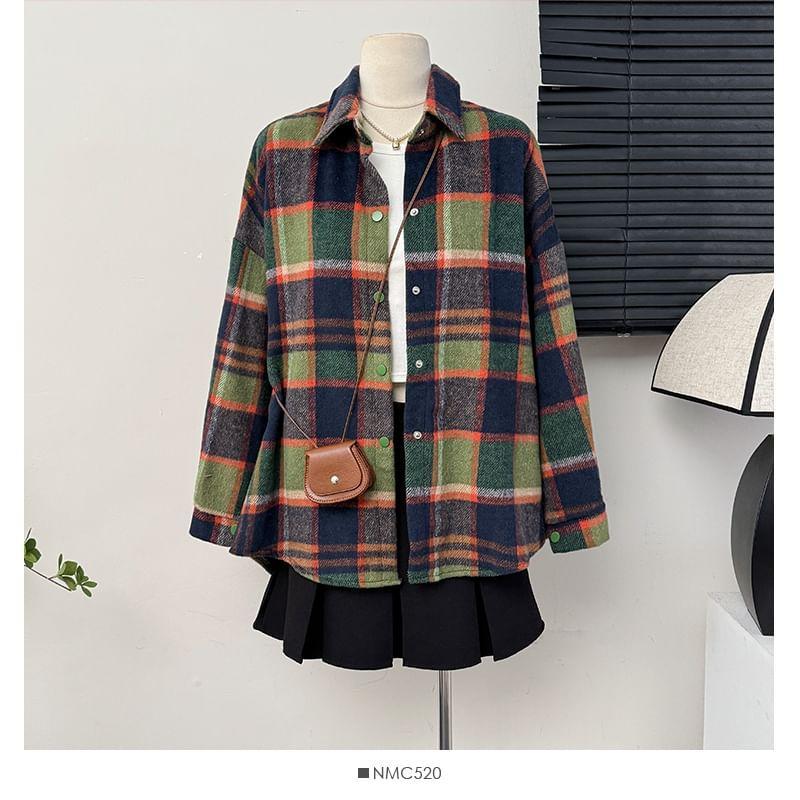 Oversized Plaid Wool Shirt Product Image