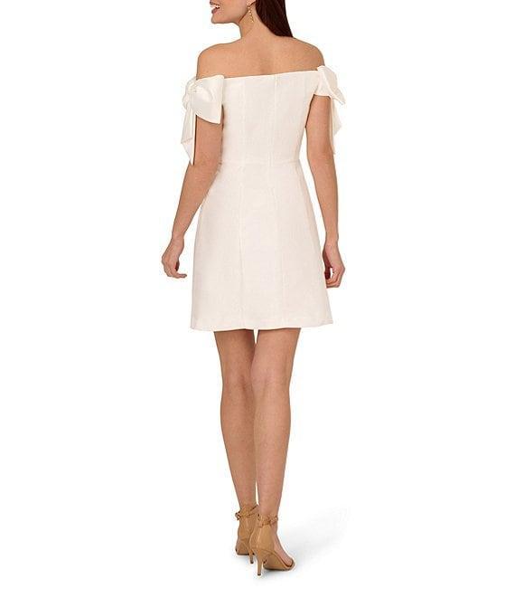 Adrianna Papell Off The Shoulder Bow Sleeve Mikado Sheath Dress Product Image