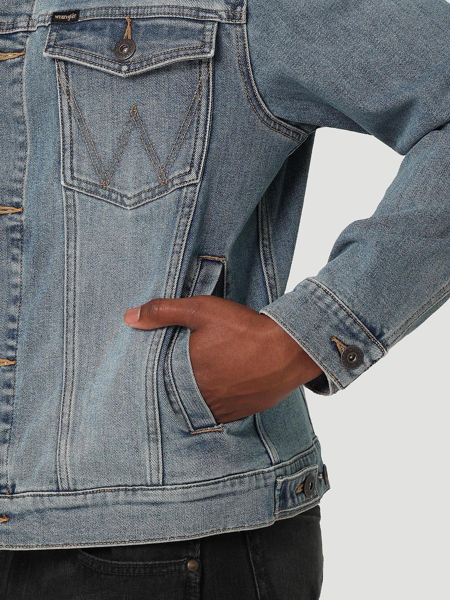 Men's Wrangler® Classic Denim Trucker Jacket | Men's JACKETS & OUTERWEAR | Wrangler® Product Image