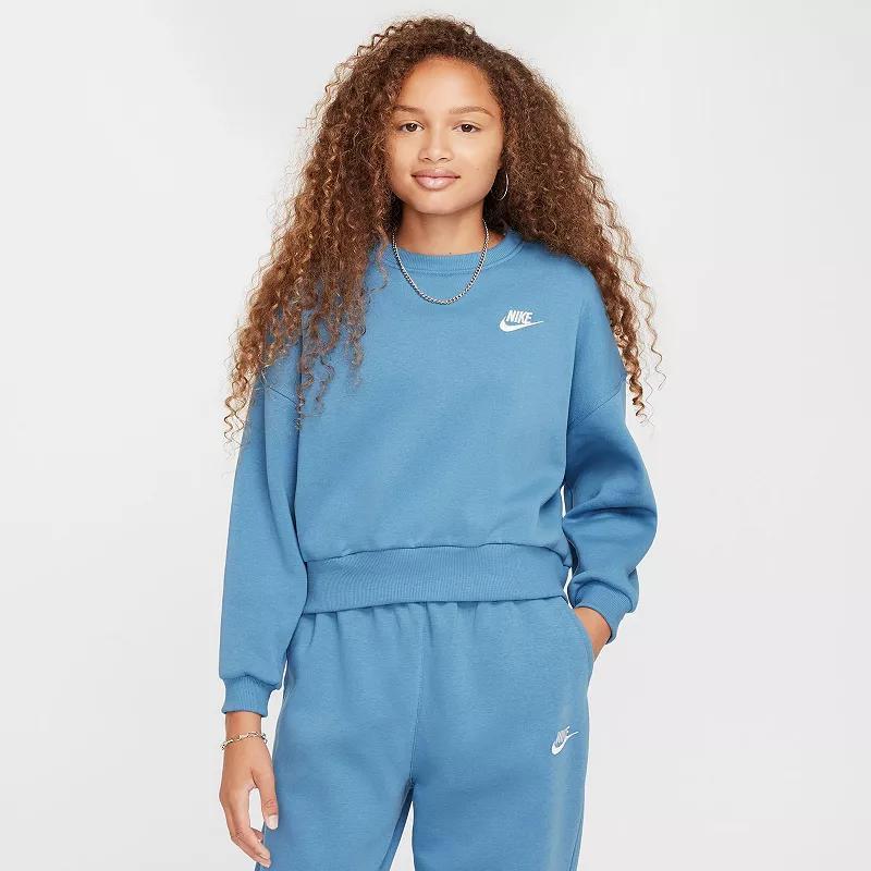 Nike Kids' Sportswear Club Fleece Crewneck Sweatshirt in Aegean Storm/White at Nordstrom, Size Xs Product Image
