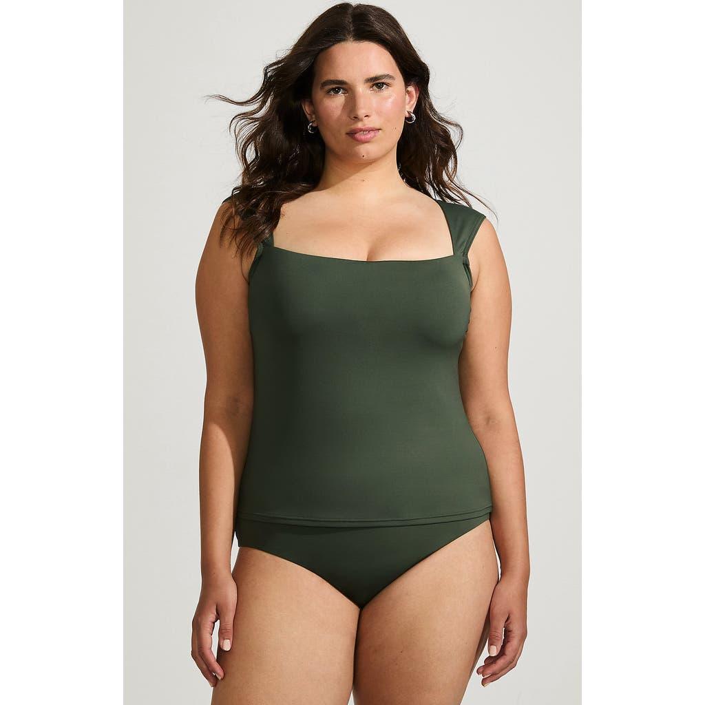 Lands' End Womens Square Neck Underwire Square Back Tankini Swimsuit Top in Rich Olive Green at Nordstrom, Size 16W Product Image