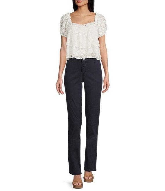 YMI Jeanswear Mid Rise Straight Leg Twill Trouser Pants Product Image