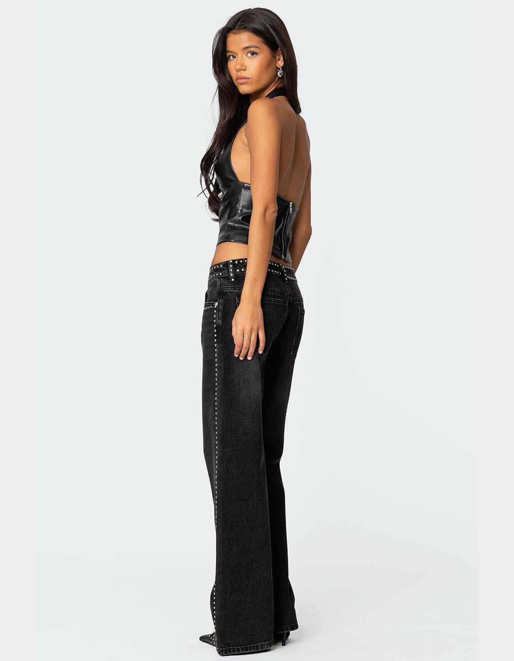 EDIKTED Tana Faux Leather Halter Top Product Image