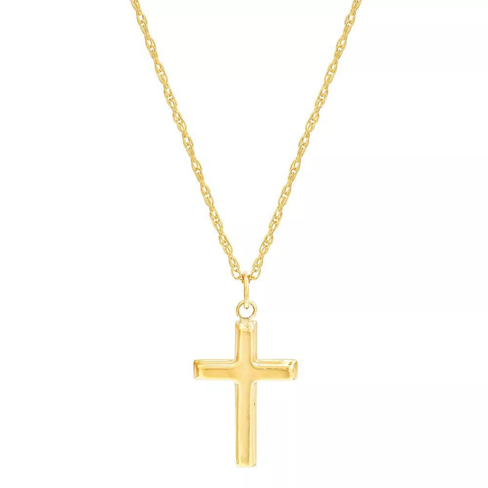 Everlasting Gold 10k Gold Flat Back Cross Pendant Necklace, Womens Product Image