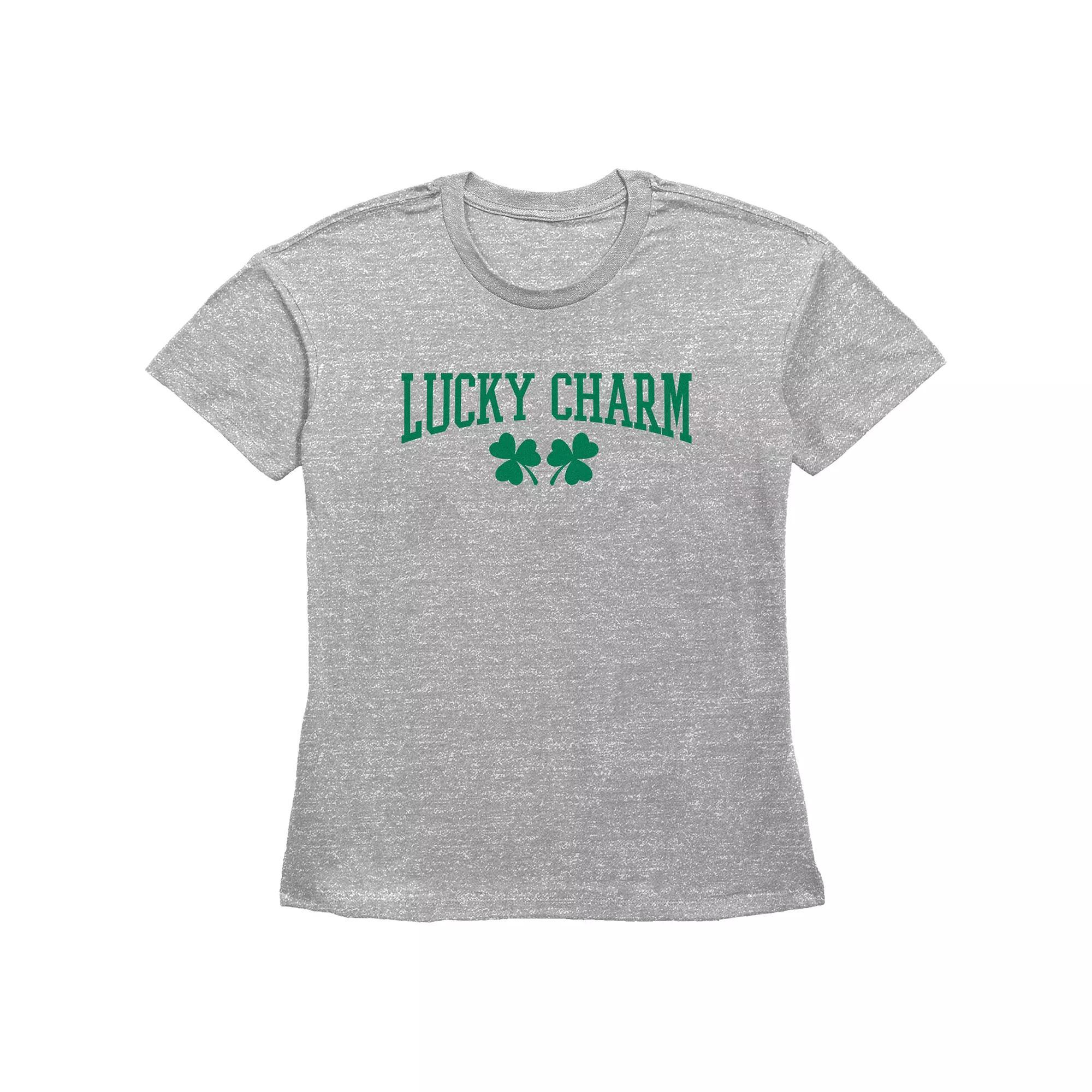 Women's Lucky Charm Graphic Tee, Girl's, Size: Small, Grey Gray Product Image