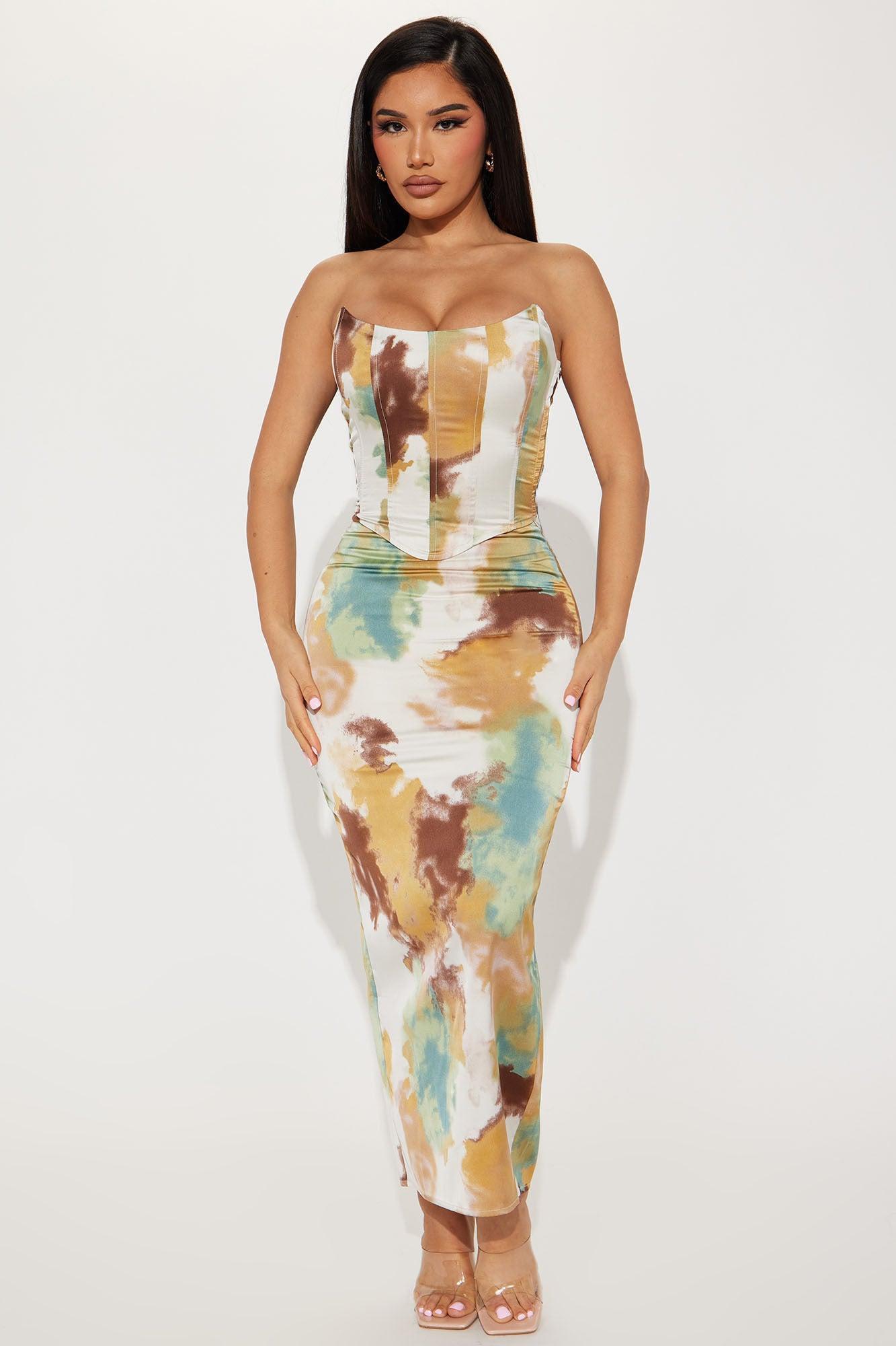 Here And Ready Skirt Set - Brown Combo Product Image