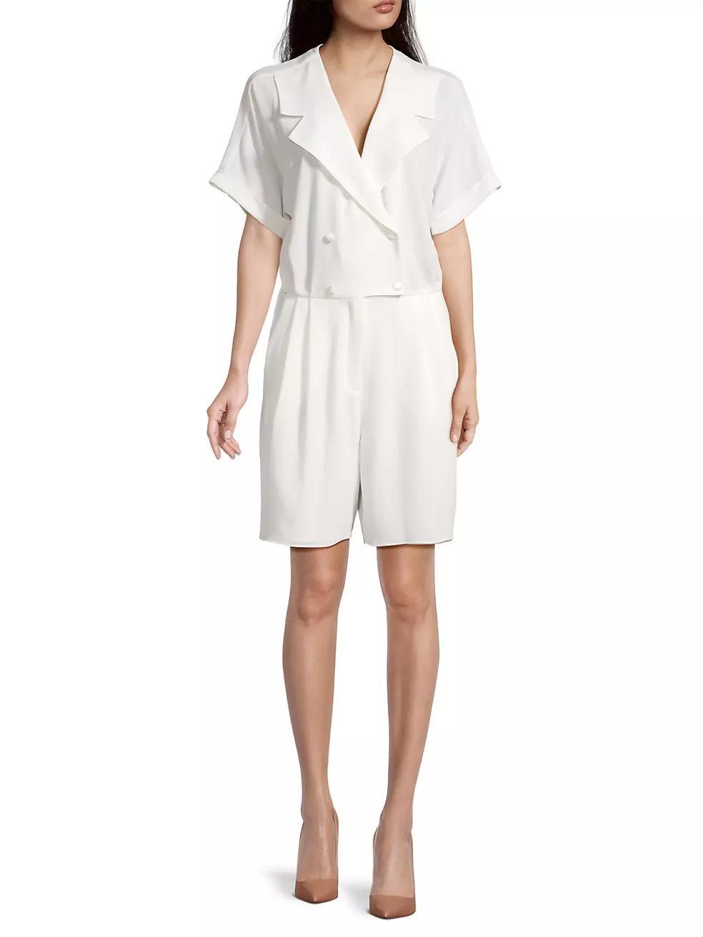Short-Sleeve Double-Breasted Romper Product Image