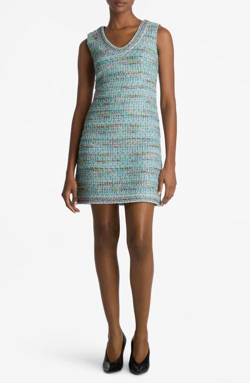 ST JOHN Gauzy Multi Yarn Tweed Dress In Seafoam/ecru Multi Product Image