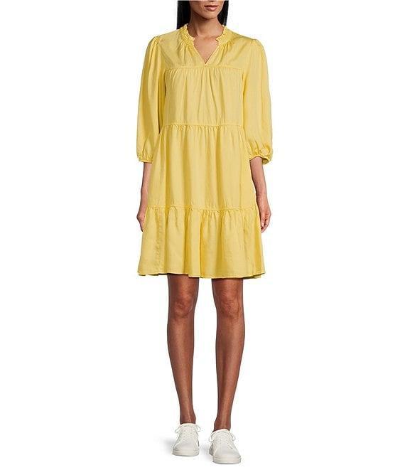 Nurture Petite Size 3/4 Sleeve Tiered Ruffle Short Dress Product Image