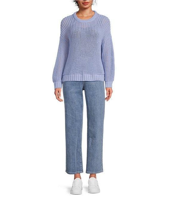Eileen Fisher Organic Cotton Twisted Texture Knit Round Neck Long Sleeve Sweater Product Image
