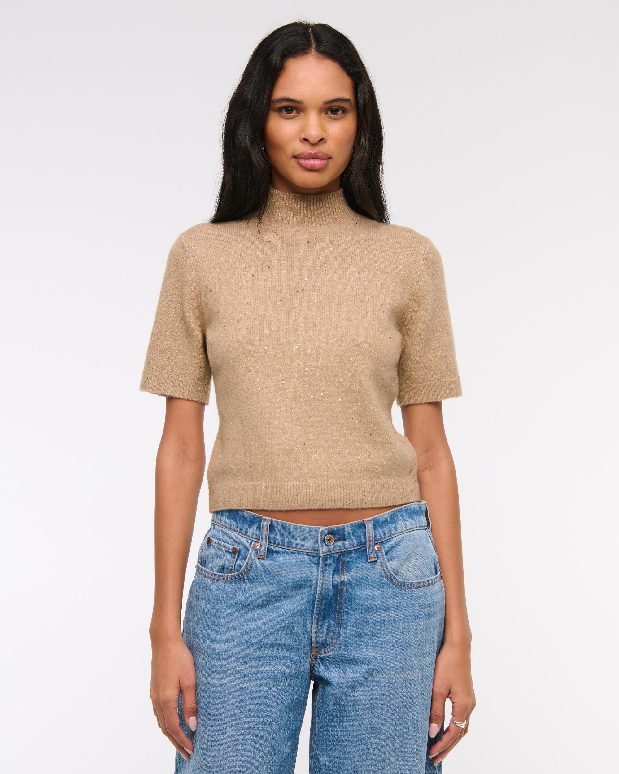 Lurex Mockneck Sweater Tee Product Image