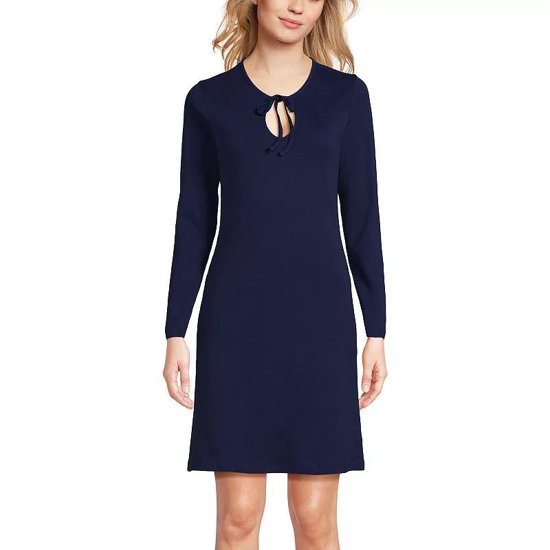 Women's Lands' End Cotton Interlock Long Sleeve Nightgown, Size: XL, Soft Green Bird Song Product Image