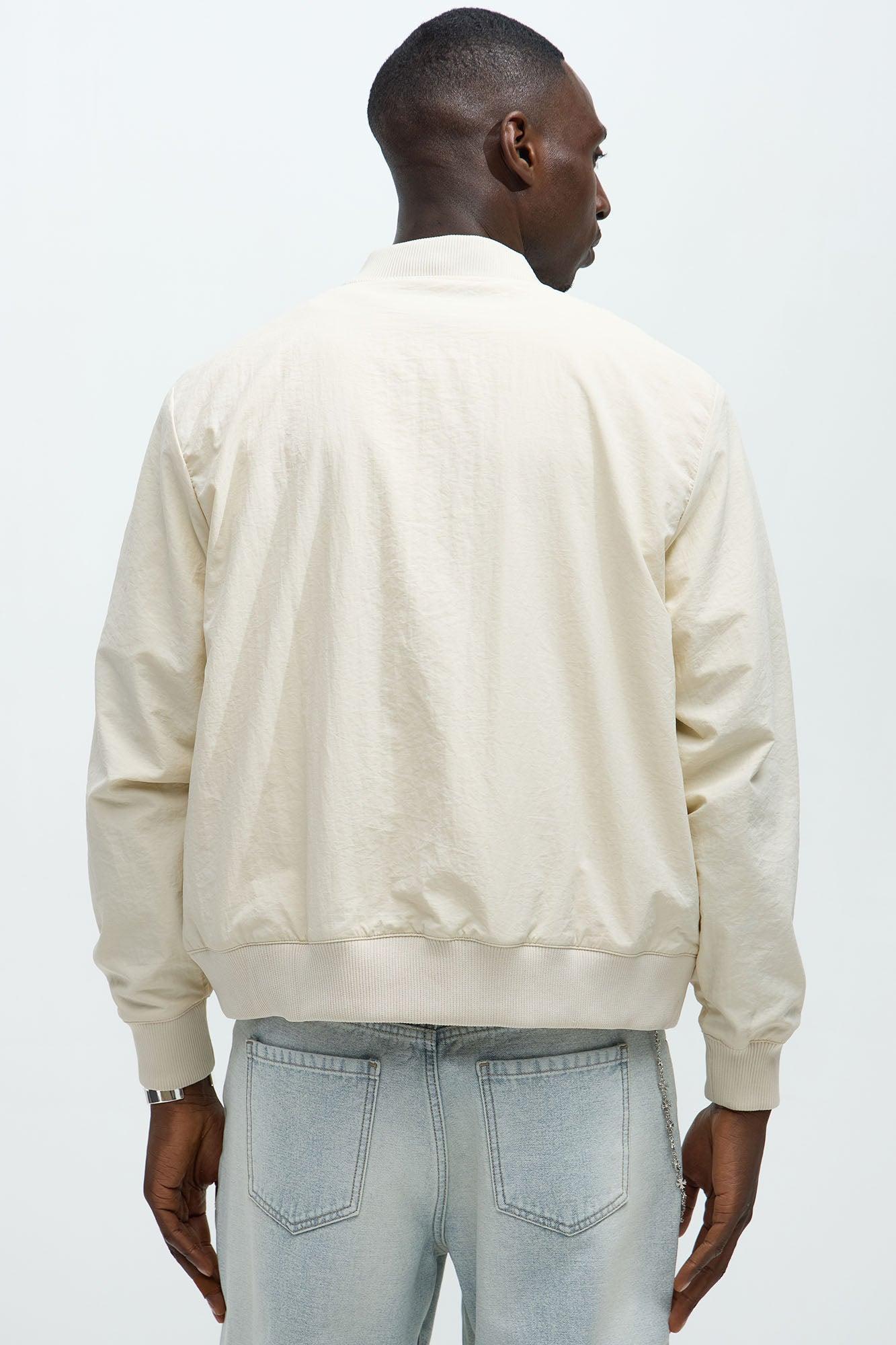 Miles Nylon Full Zip Bomber Jacket - Off White Product Image