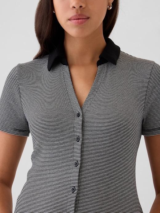 Modern Rib Button Polo Shirt Product Image