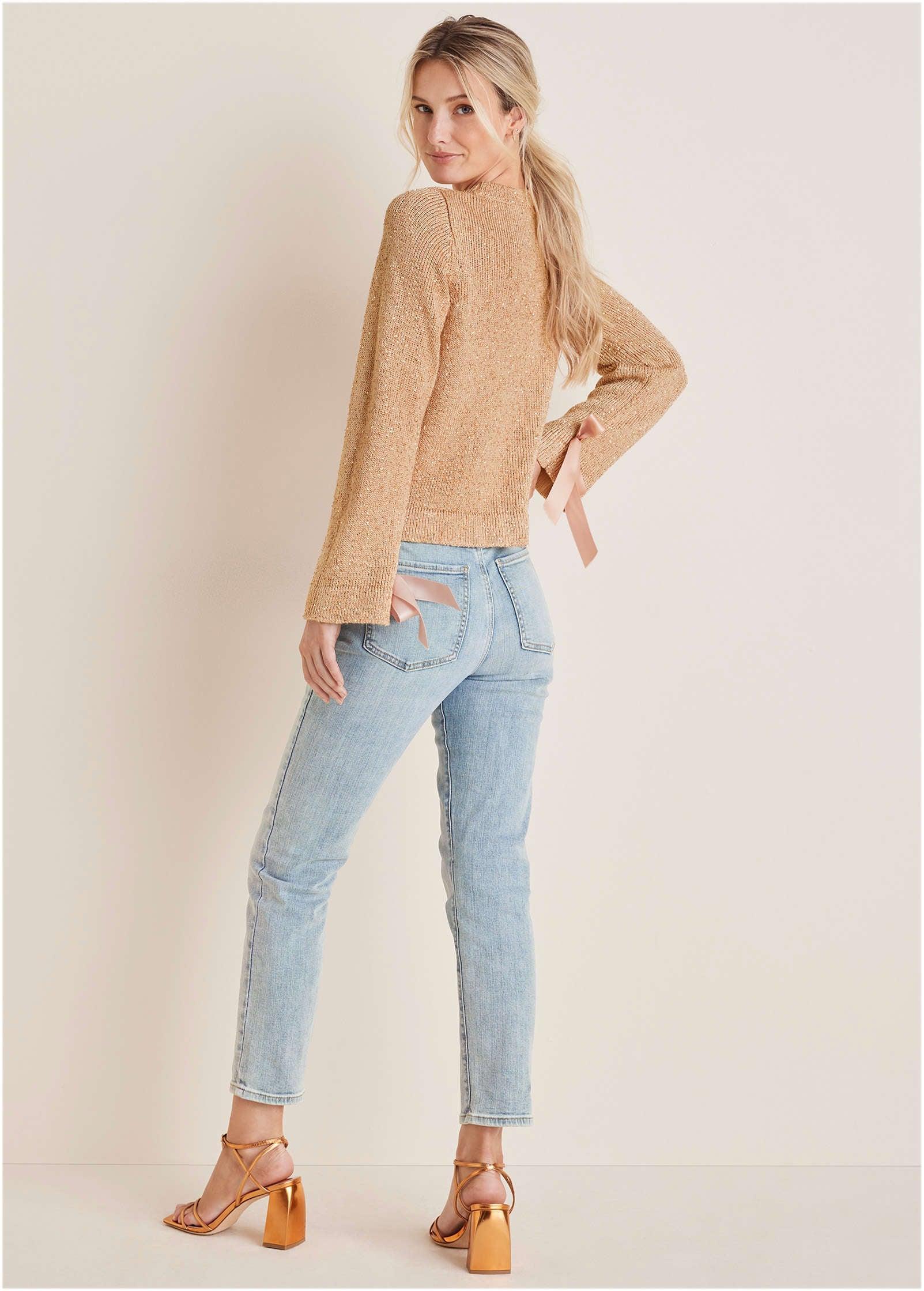 Glitter Knit Sweater - Cream Tan Product Image