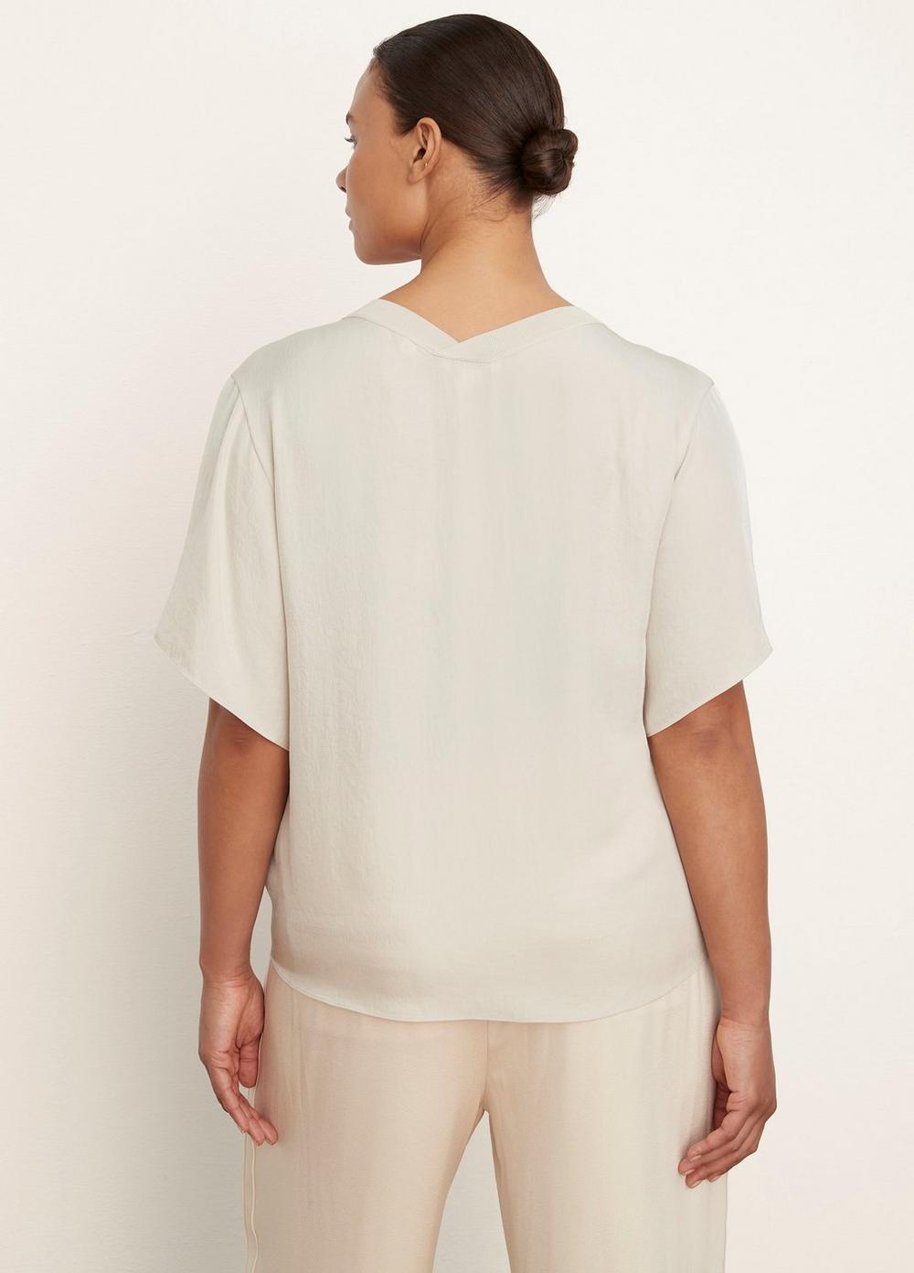 Rib-Trim Double V-Neck Short Sleeve Popover Product Image