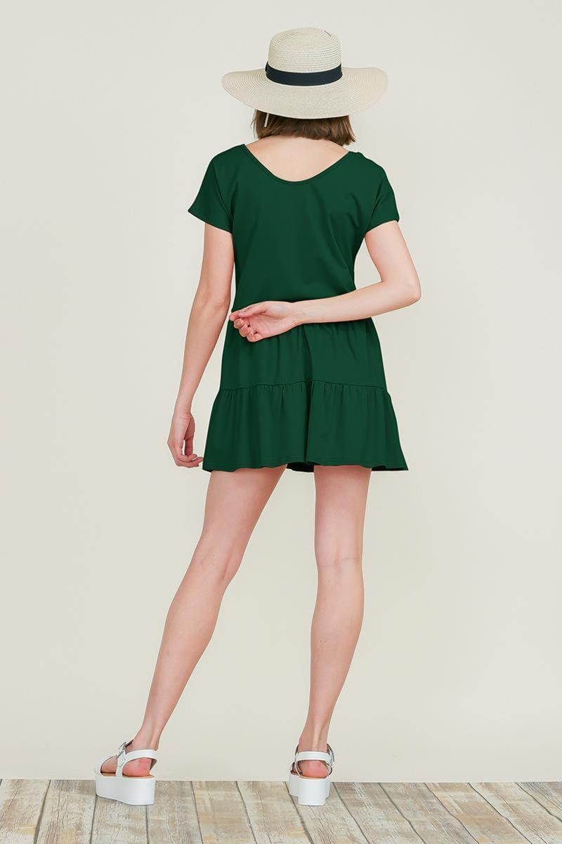 Ruffle Hem Short Sleeve 2 Layered Mini Dress Product Image