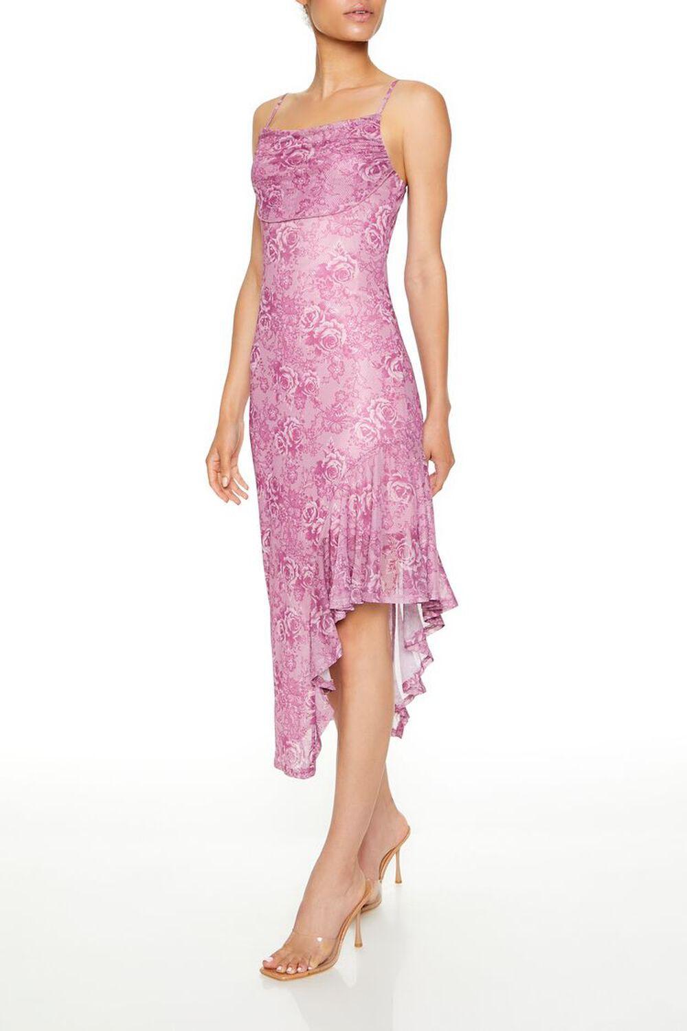 Ruffle Rose Print Midi Dress | Forever 21 Product Image