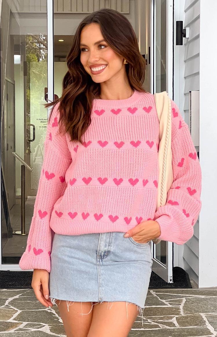 Lovey Pink Heart Stripe Jumper Product Image