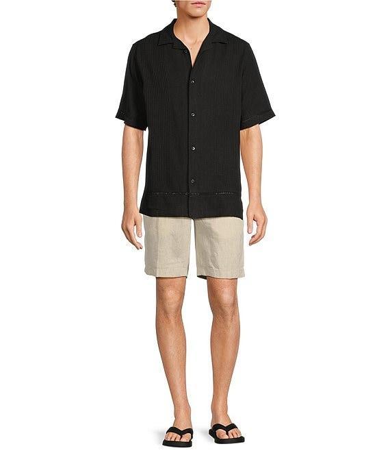Caribbean Pintuck Linen Short Sleeve Woven Camp Shirt Product Image
