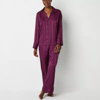 Ambrielle Womens Satin Long Sleeve 2-pc. Pant Pajama Set Product Image