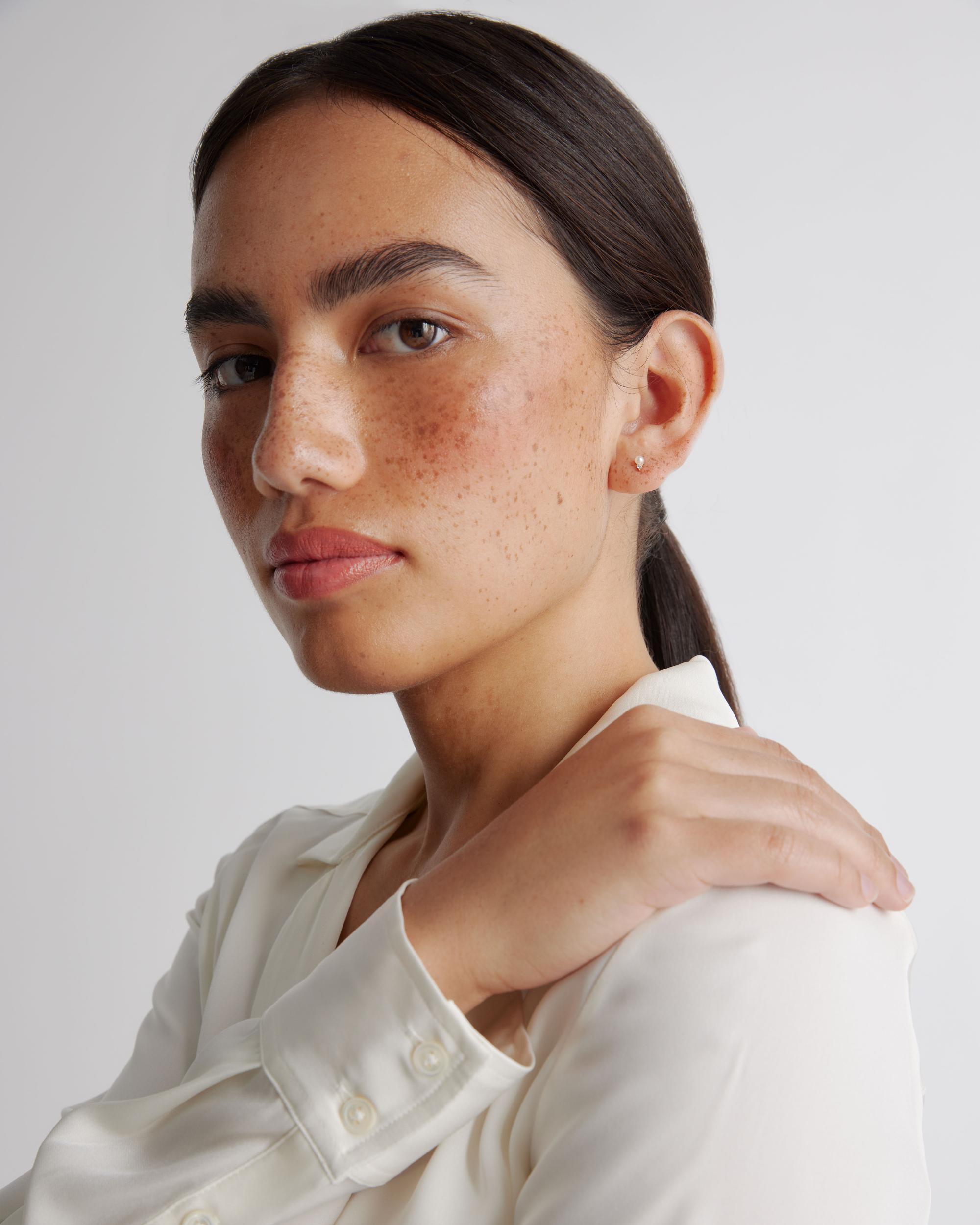 Monstera Leaf Double Huggie Hoop Earrings Product Image