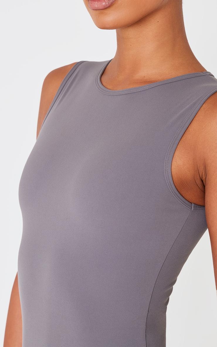 Charcoal Contour Crew Neck Fitted Vest Top Product Image