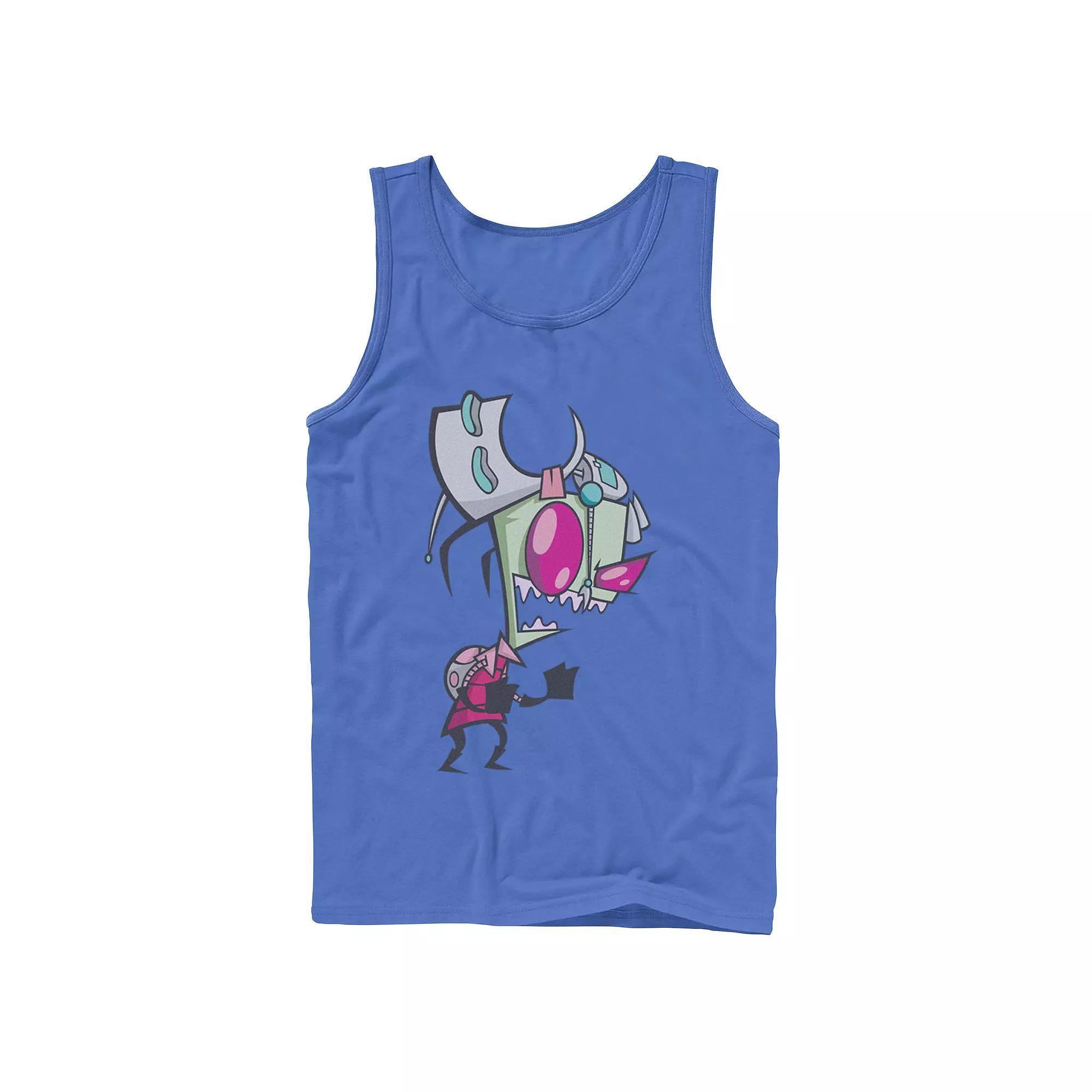 Mens Nickelodeon Invader Zim Menacing Laugh Tired Gir Portrait Graphic Graphic Tank Top Athletic Grey Product Image