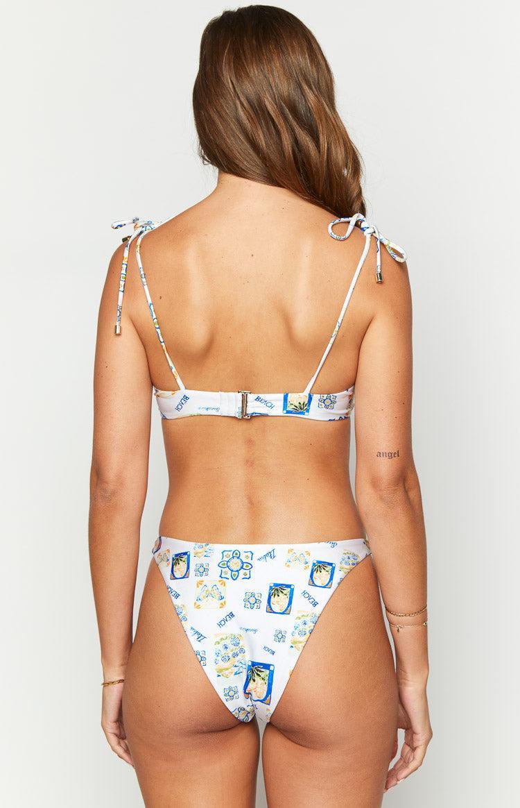 9.0 Swim White Italia Print Bianca Bikini Bottoms Product Image
