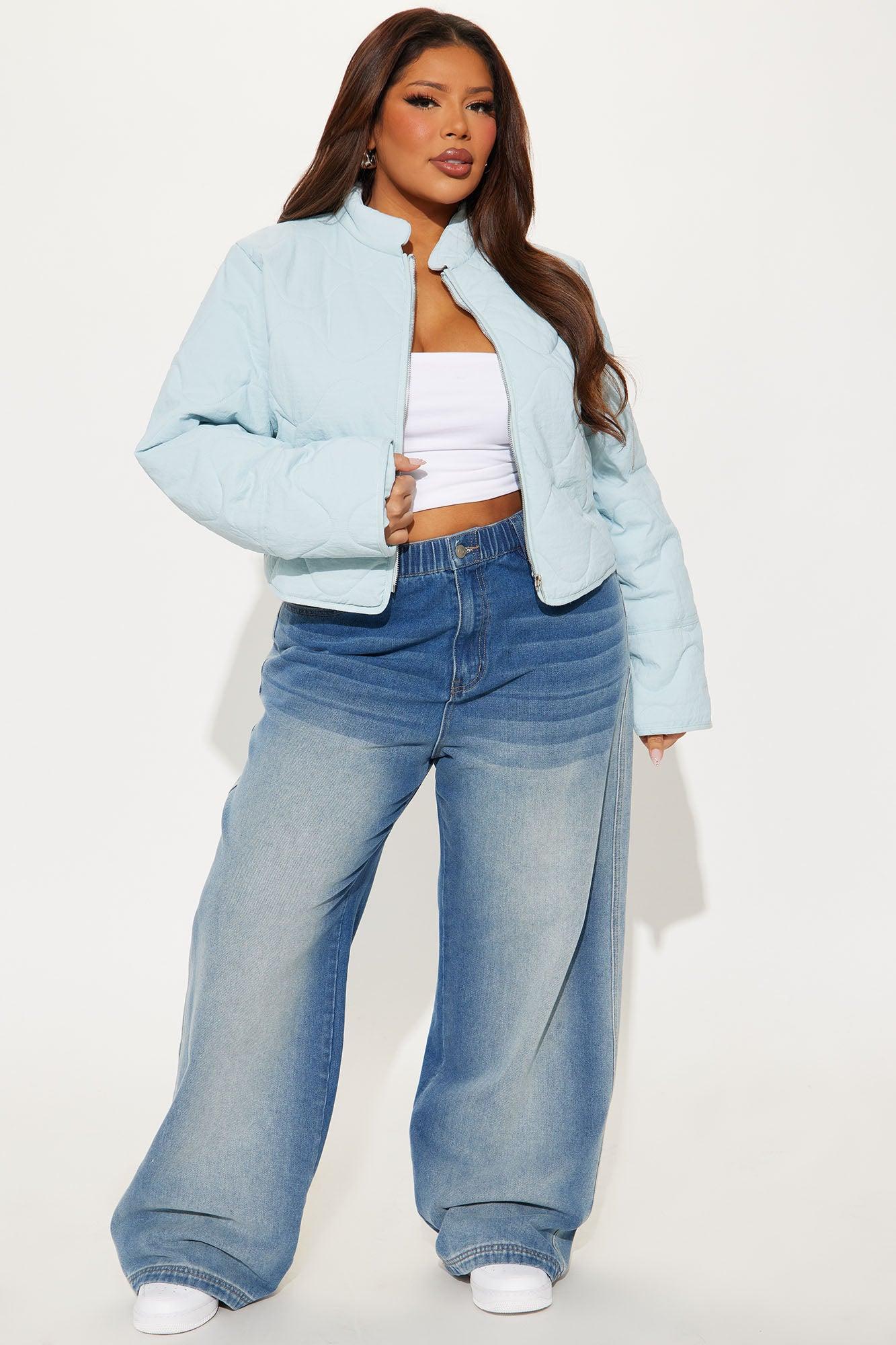 Chloe Quilted Lightweight Puffer Jacket - Light Blue Product Image