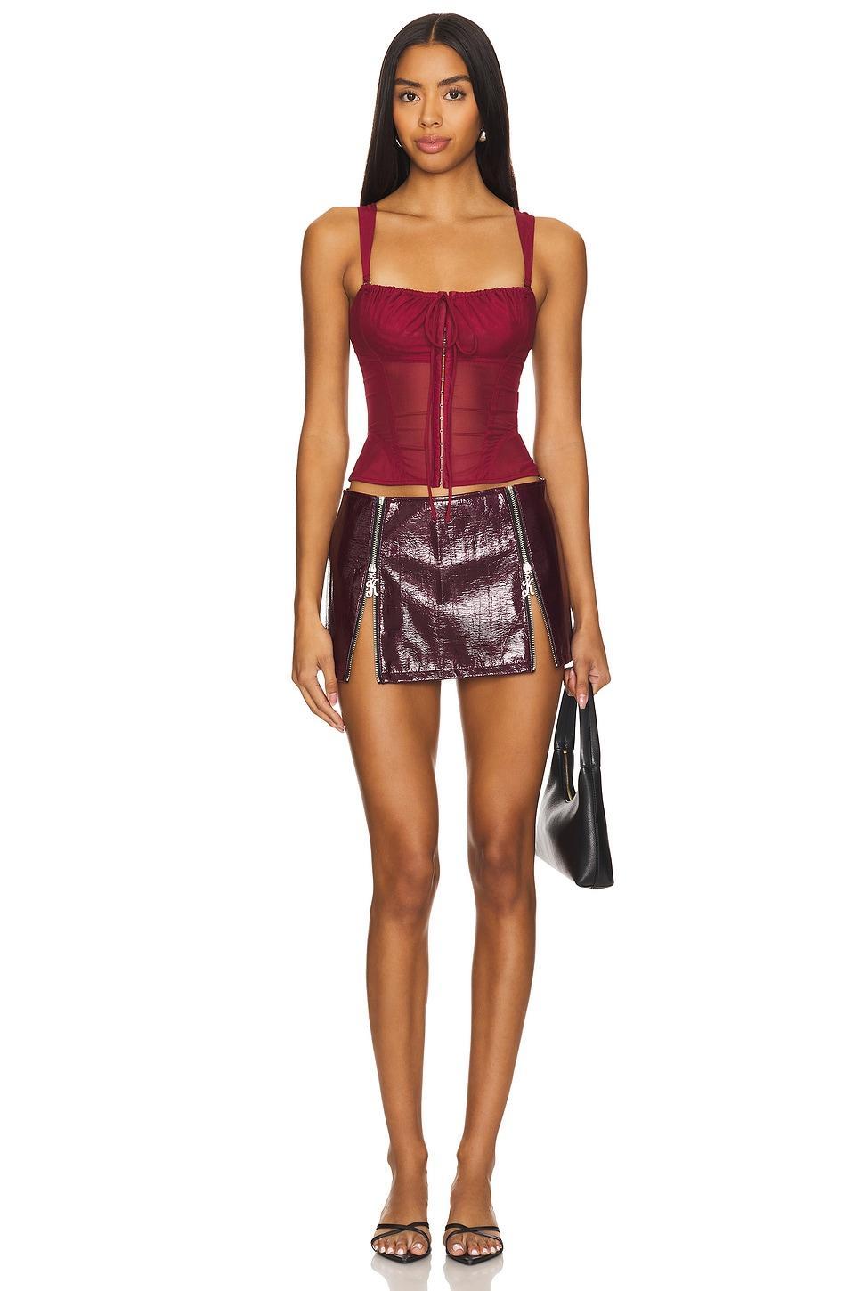 Bordeaux Mini Skirt With K Zipper Kim Shui Product Image