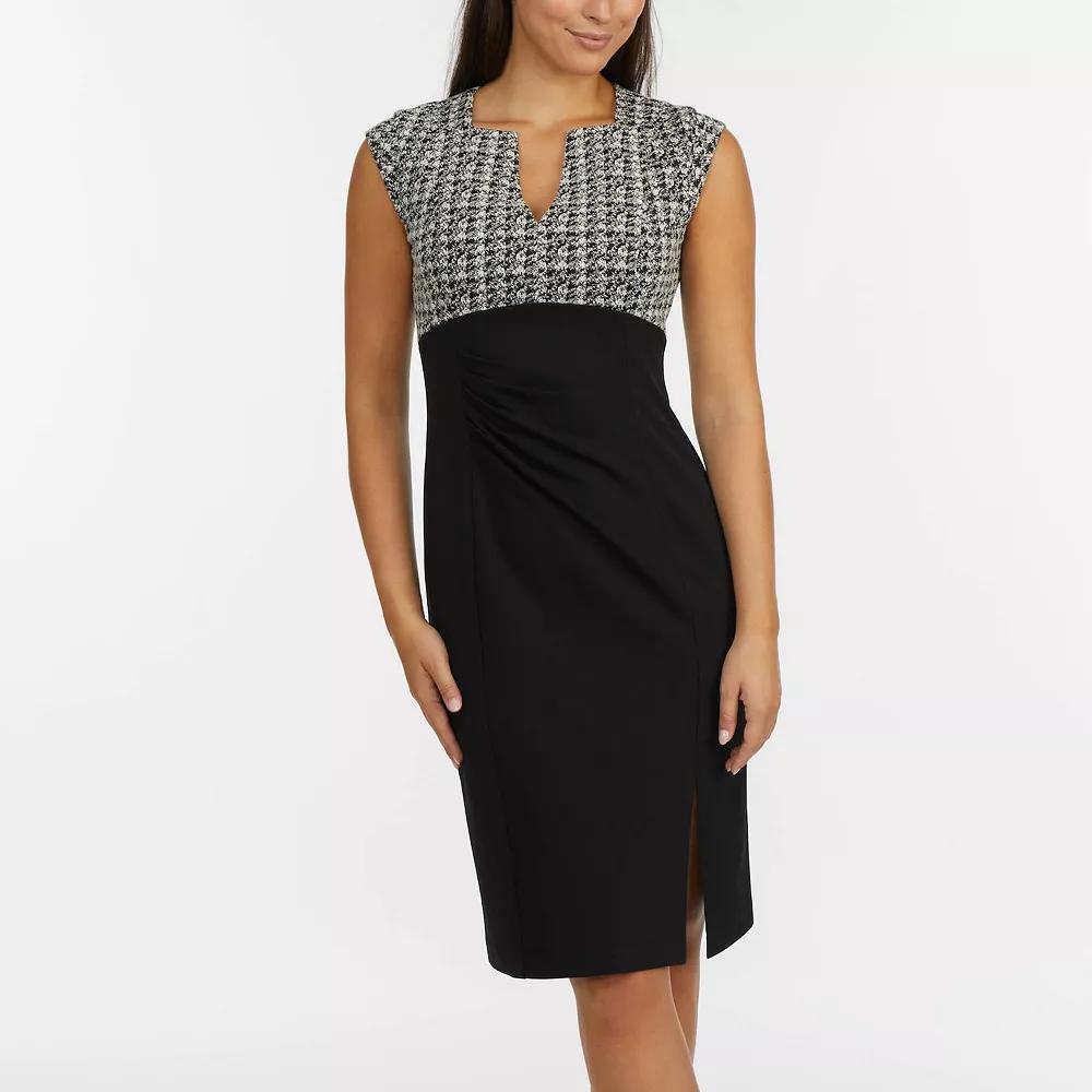 Women's Ellen Tracy Stretch Crepe Dress With A Pleated Waist Detail, Size: Large, Houndsto Product Image