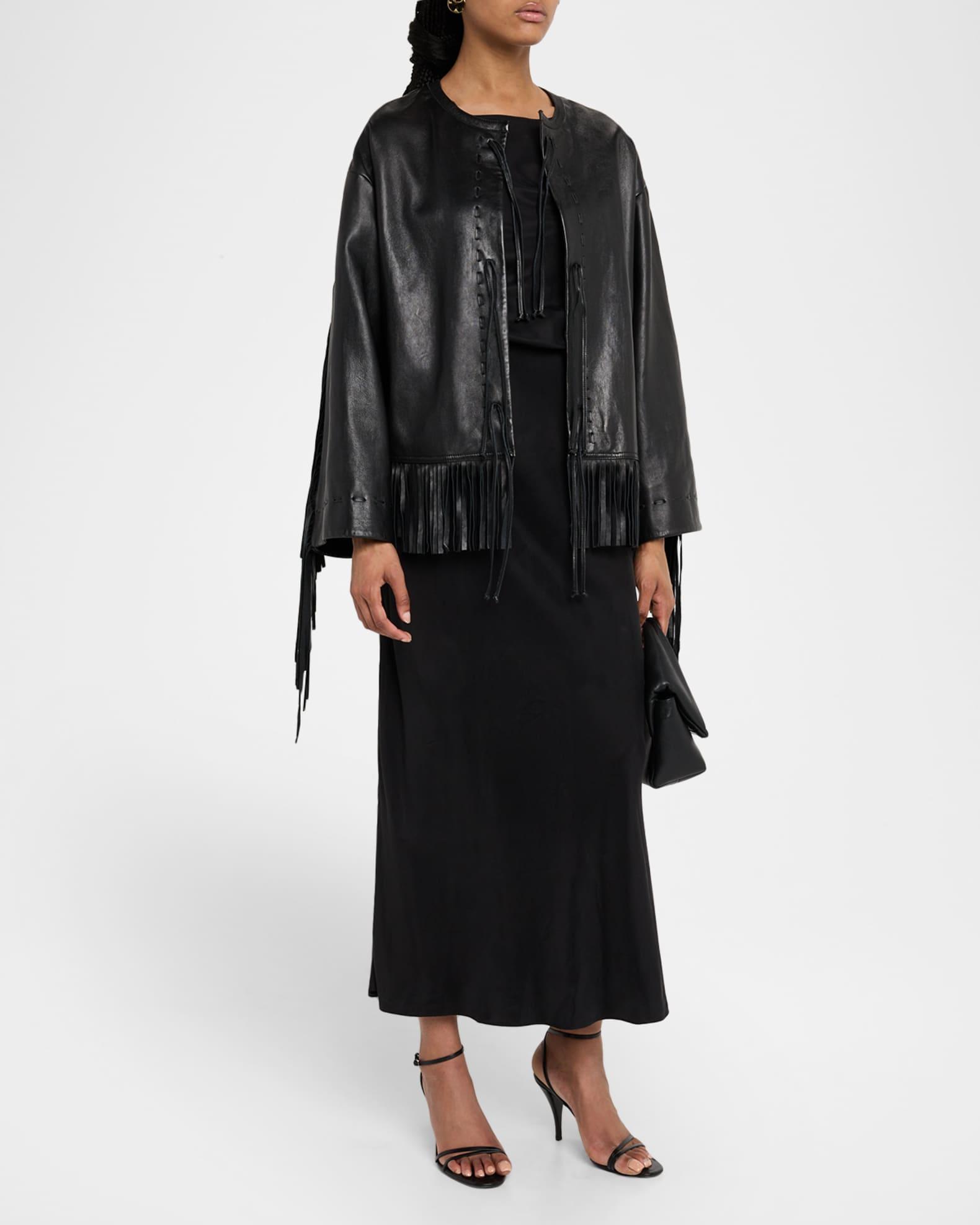 Zoena Fringed Leather Jacket Product Image