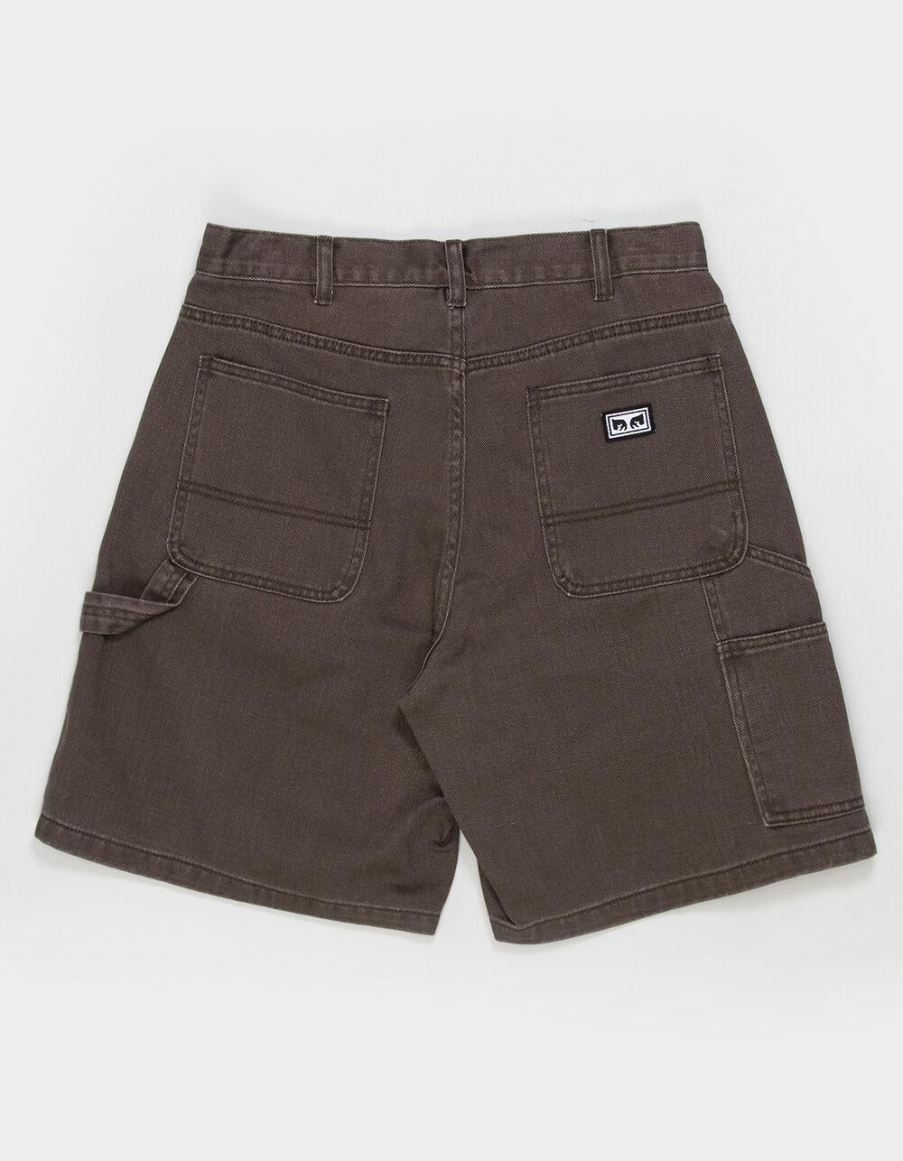 OBEY Bigwig Mens Baggy Denim Carpenter Shorts - BROWN Product Image
