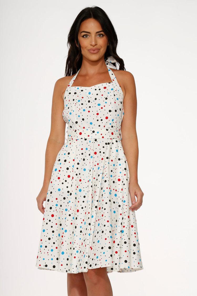 White Candy Halter Swing Dress Product Image